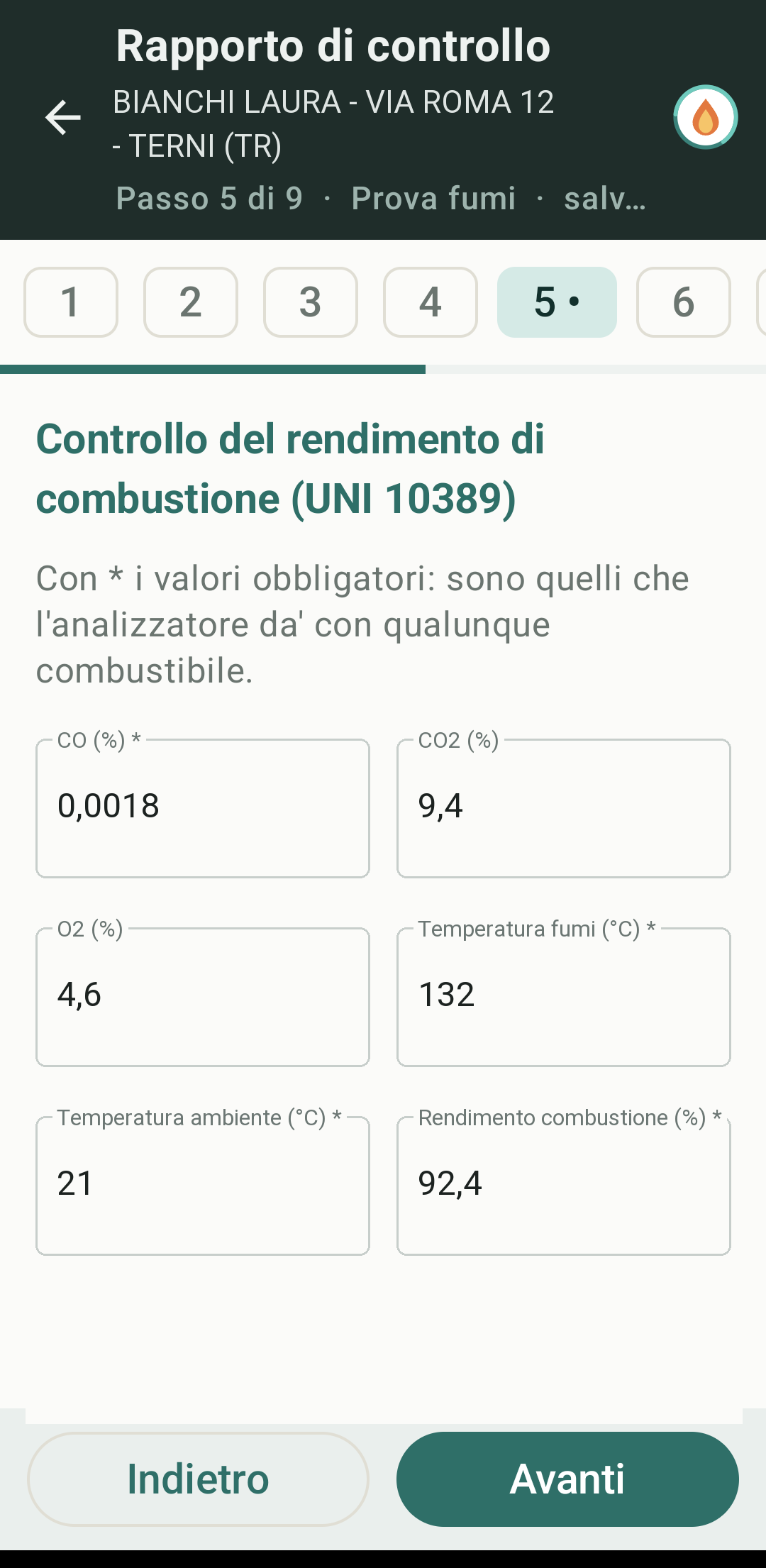 App Android — rapporto di controllo, riepilogo